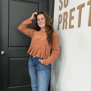 Women's Rust Peplum Top